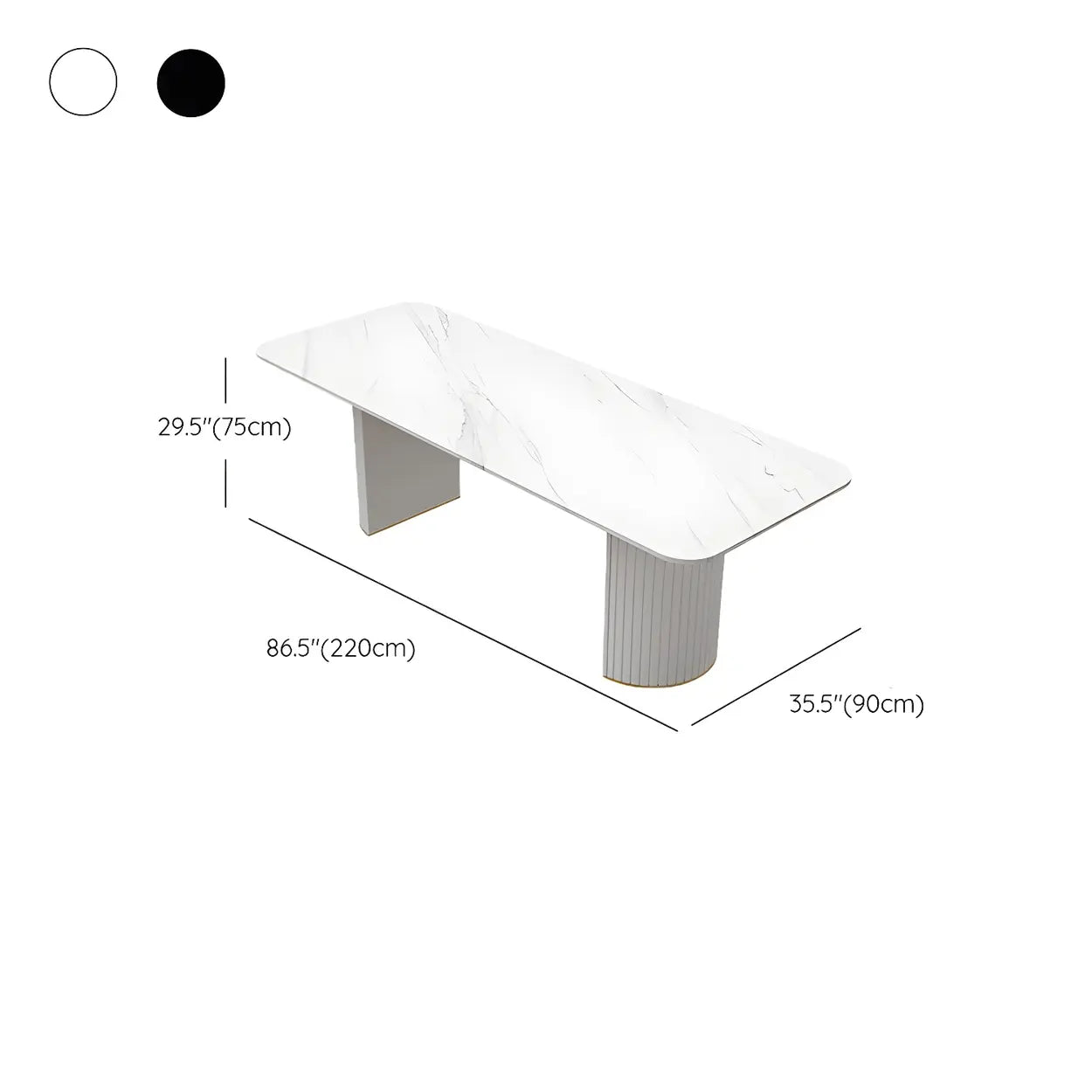 White Stone Rectangular Sled Meeting Table for 6