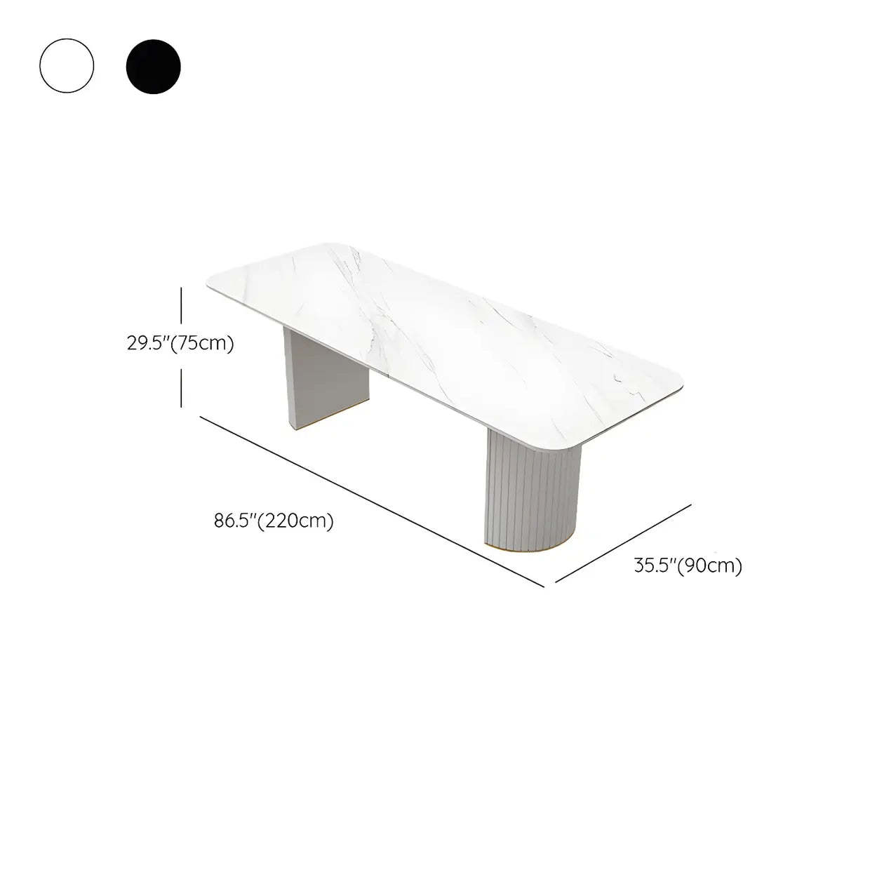 White Stone Rectangular Sled Meeting Table for 6