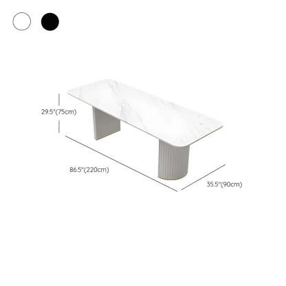 White Stone Rectangular Sled Meeting Table for 6