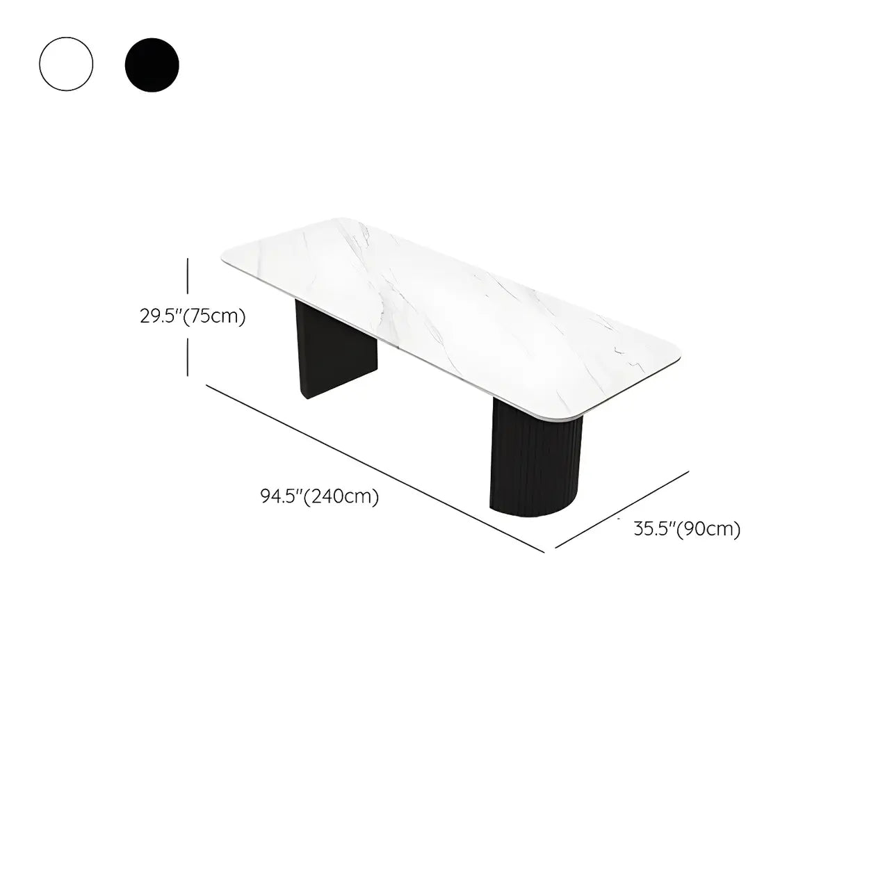 White Stone Rectangular Sled Meeting Table for 6
