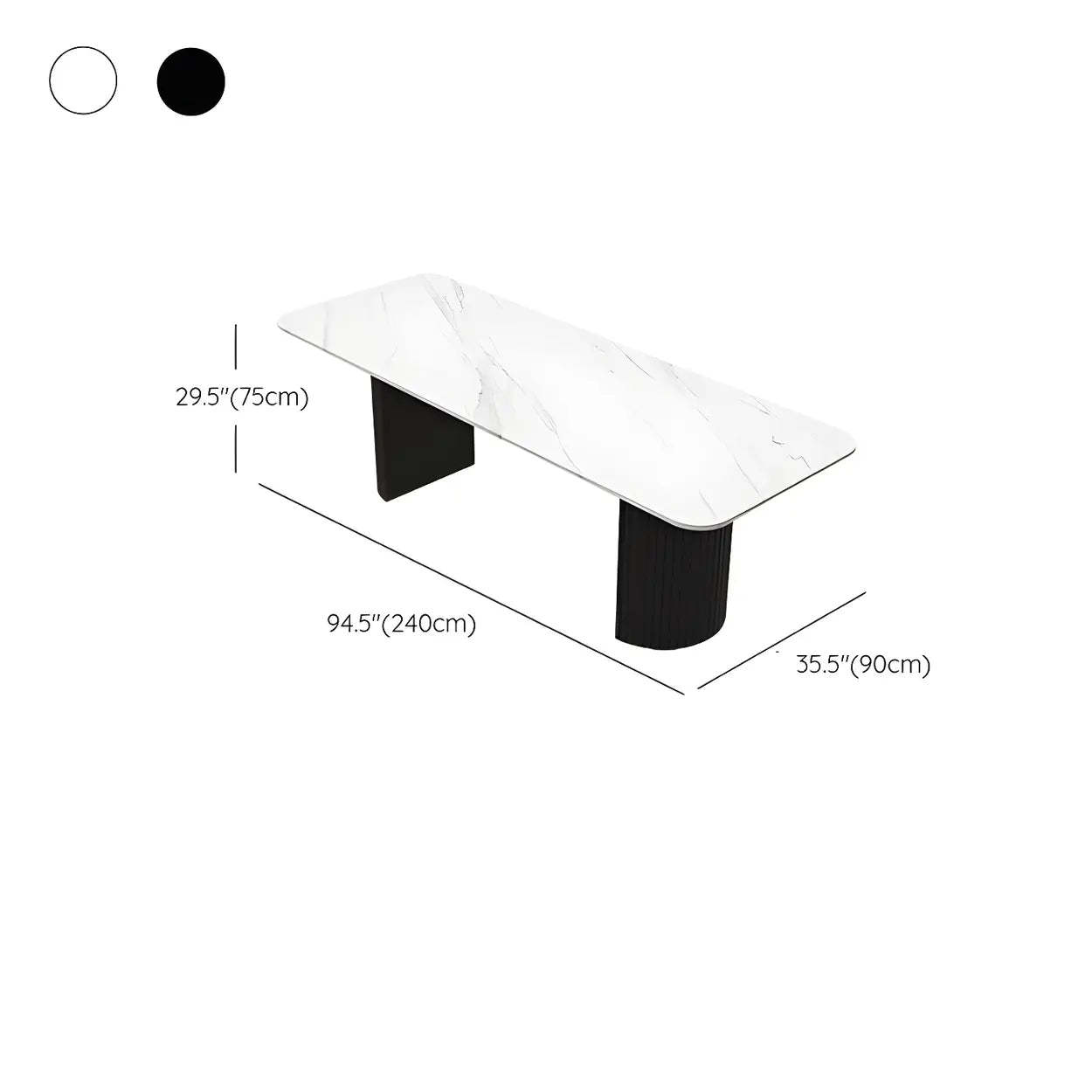 White Stone Rectangular Sled Meeting Table for 6
