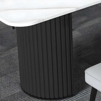 White Stone Rectangular Sled Meeting Table for 6 — Black / Table Only