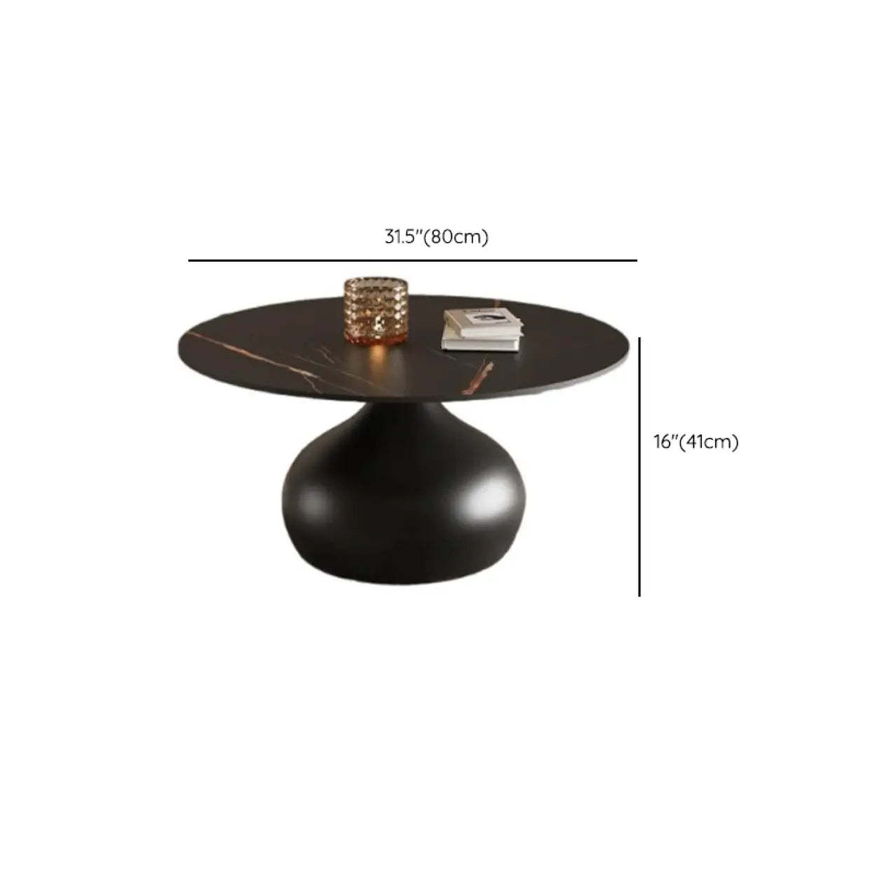 White Stone Round Metal Base Nesting Coffee Tables
