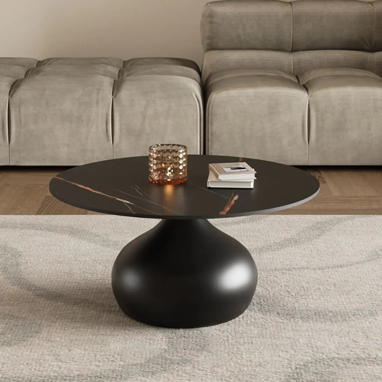Modern nesting round white metal coffee tables, Lighom — 20" L x 20" W x 20.5" H