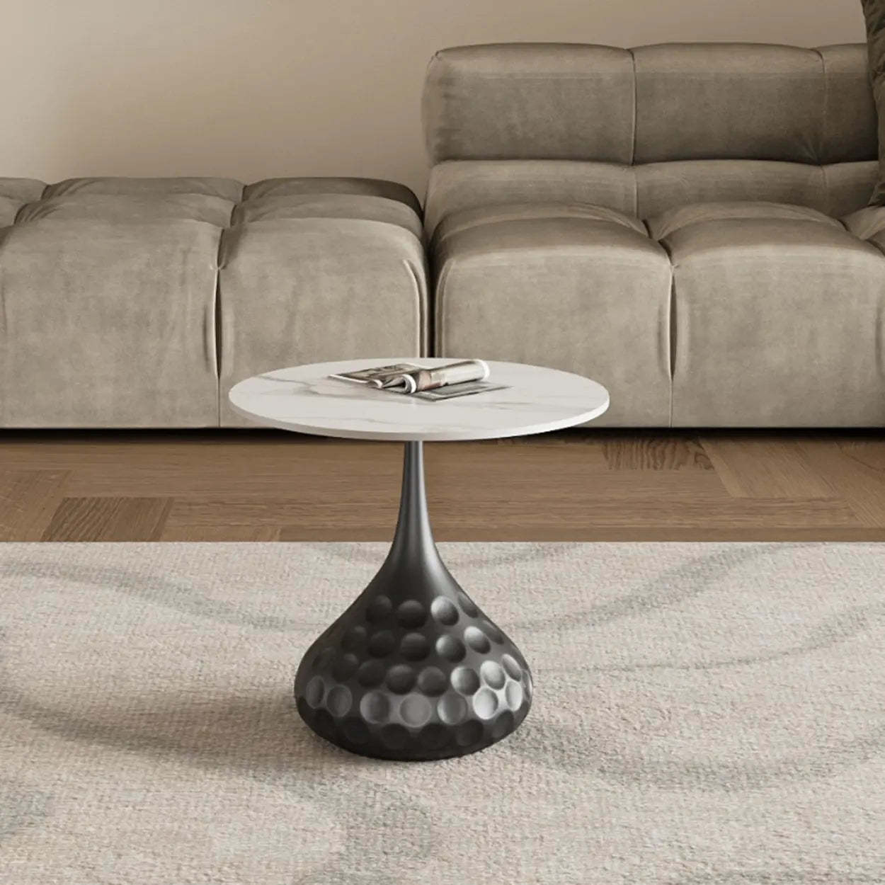 Modern nesting base white coffee tables in metal — 31" L x 31" W x 16" H