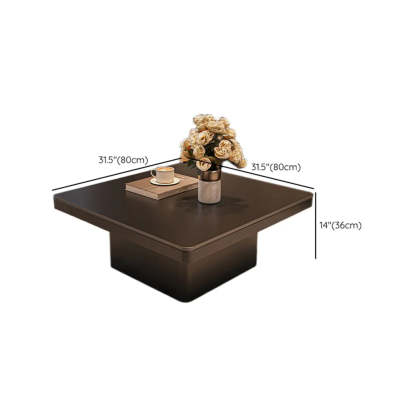Square Stone-Top Metal Coffee Table