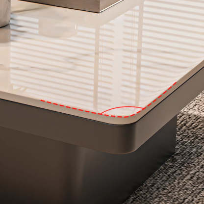 Square Stone-Top Metal Coffee Table