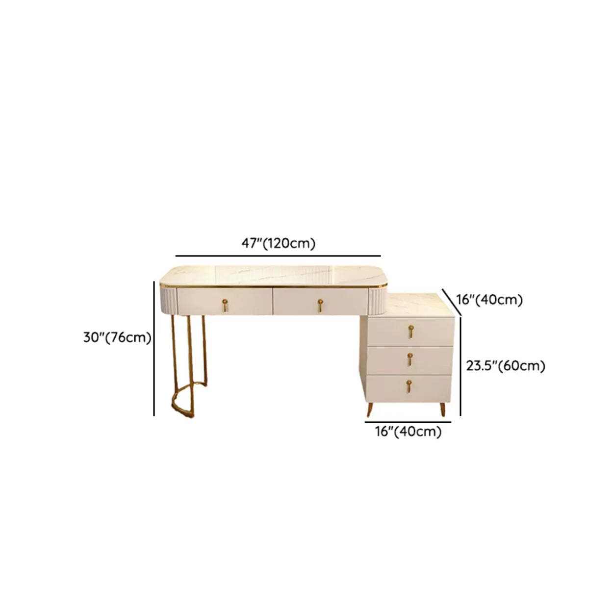 White Stone Wood Vanity with Drawers Mirror