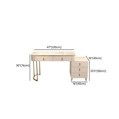 White Stone Wood Vanity with Drawers Mirror