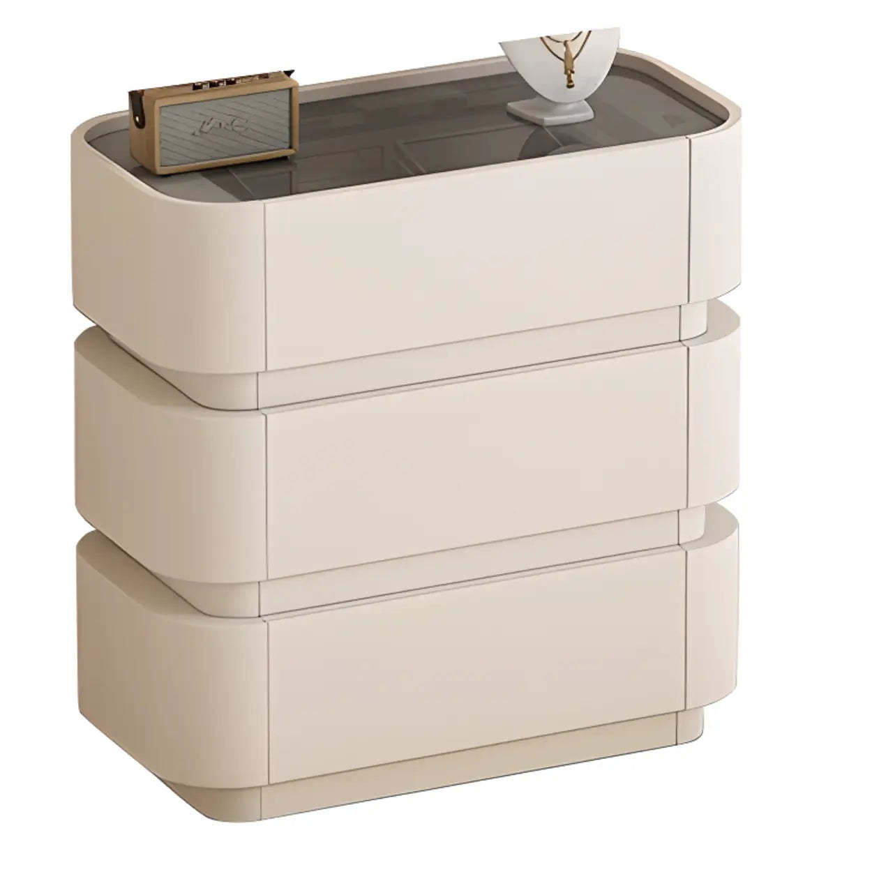 Lighom modern pedestal entrance glass end & side tables — 24" L x 12" W x 28" H / White