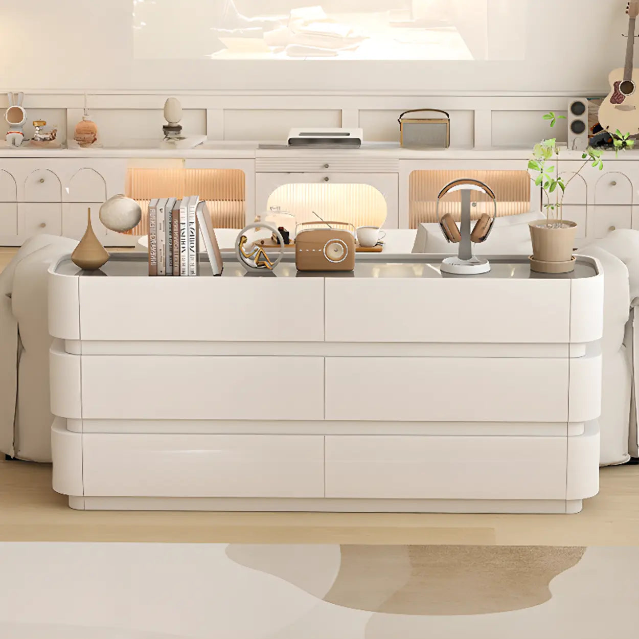 White Pedestal Entrance Console Table with Drawer