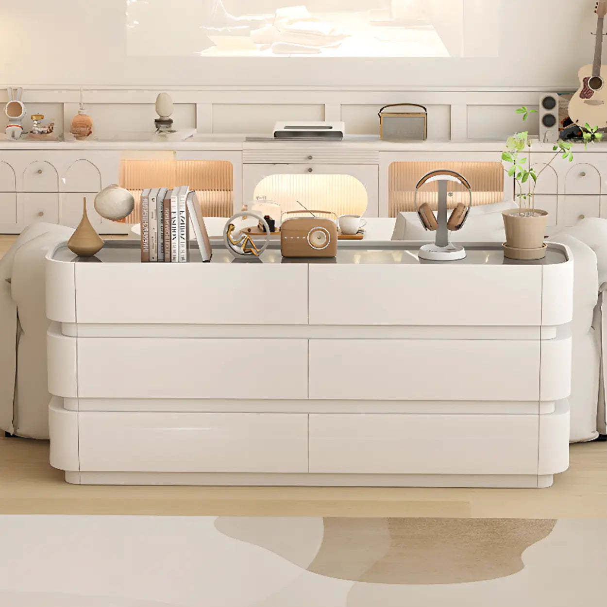 White Pedestal Entrance Console Table with Drawer