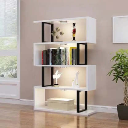 White Stylish Alloy Open Etagere Bookshelf