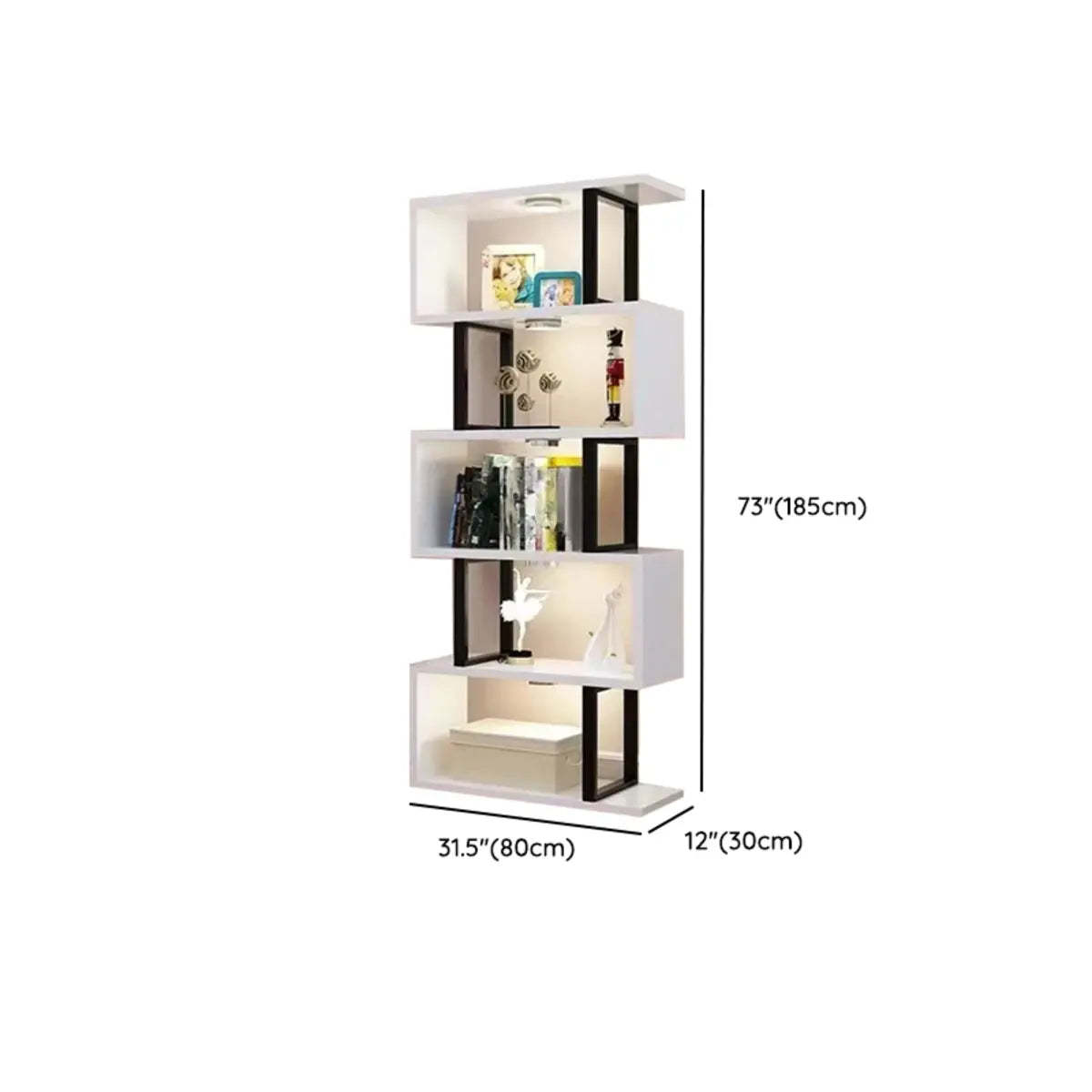 White Stylish Alloy Open Etagere Bookshelf