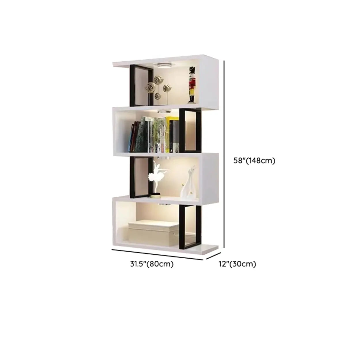 White Stylish Alloy Open Etagere Bookshelf