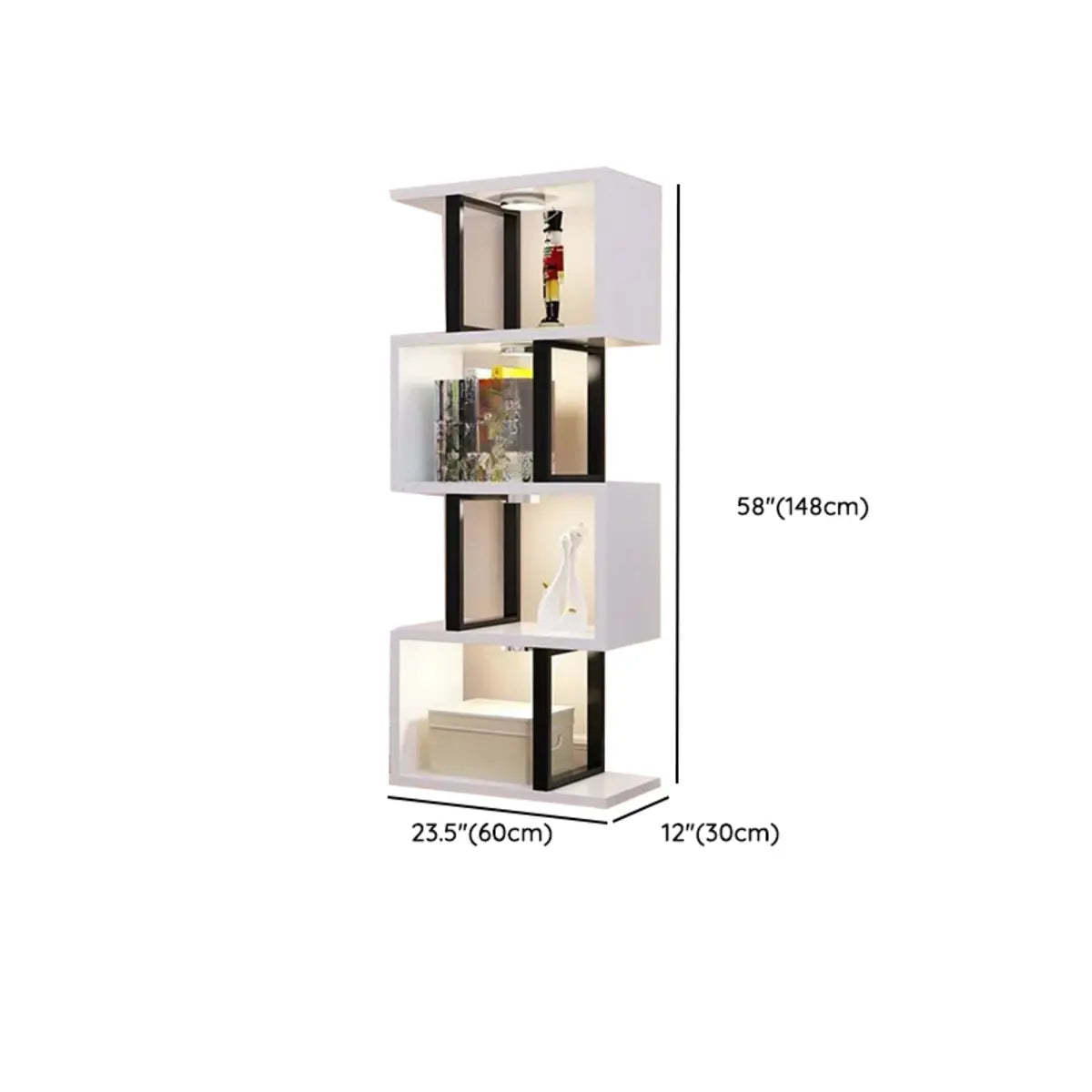 White Stylish Alloy Open Etagere Bookshelf