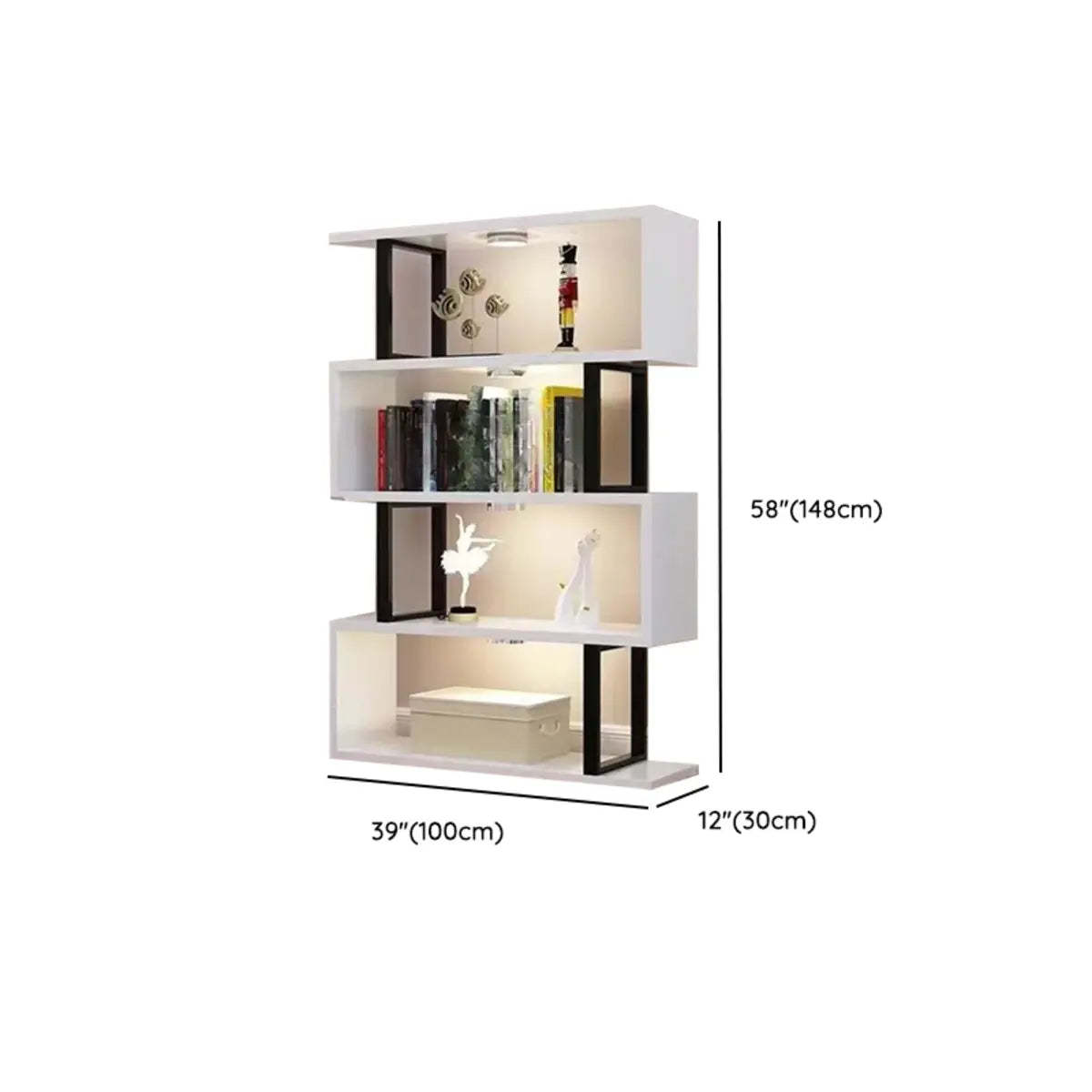White Stylish Alloy Open Etagere Bookshelf
