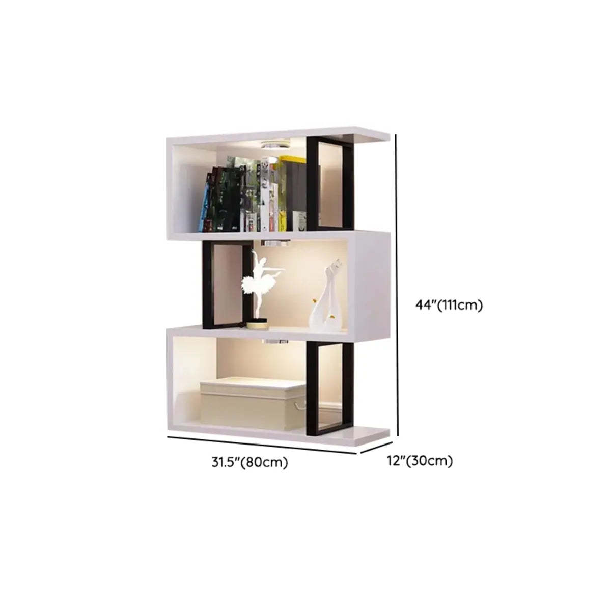 White Stylish Alloy Open Etagere Bookshelf