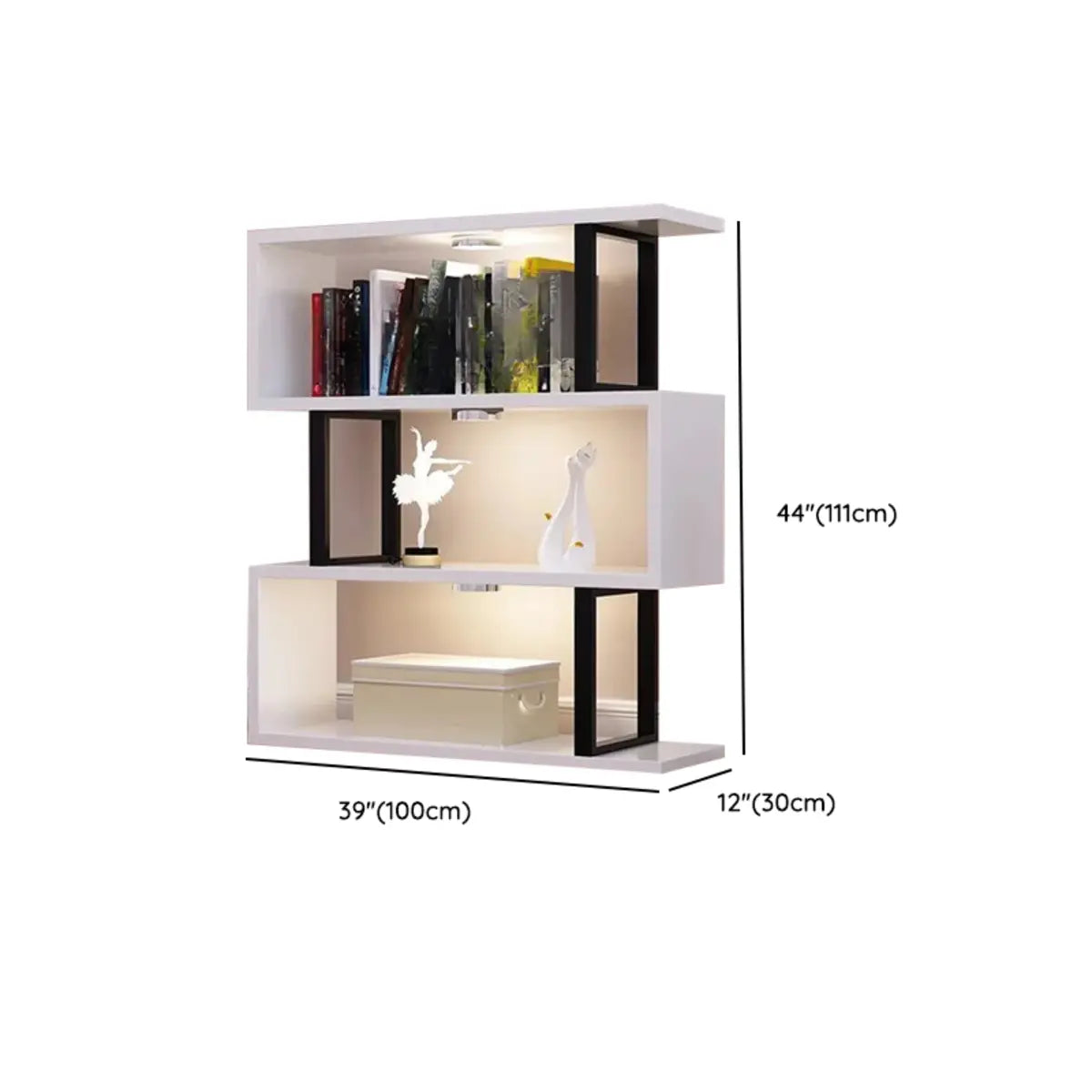 White Stylish Alloy Open Etagere Bookshelf