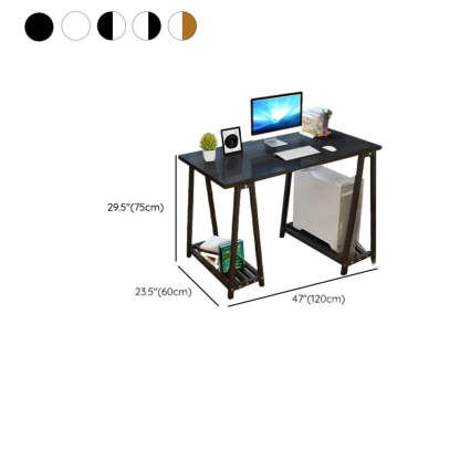 White Trestle Computer Desk with Side Shelf