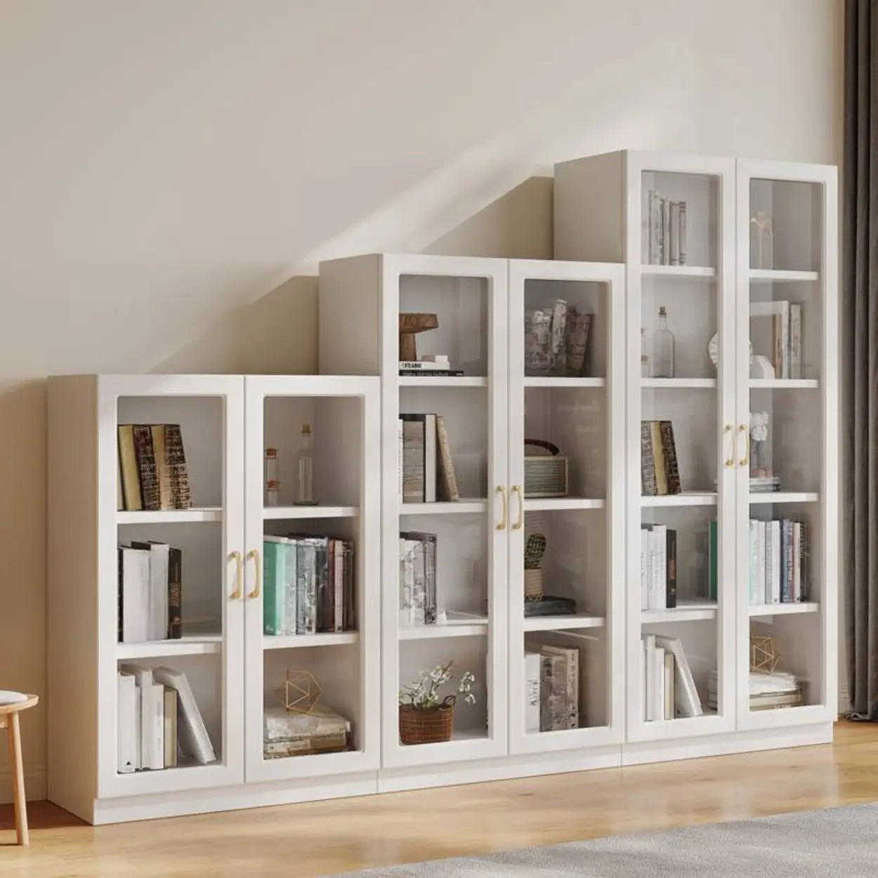 White Tall Freestanding Glass Display Cabinet — 2