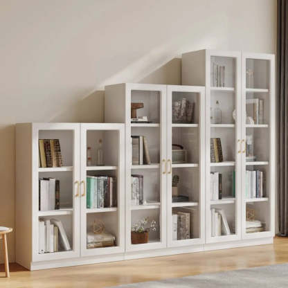 White Tall Freestanding Glass Display Cabinet — 2