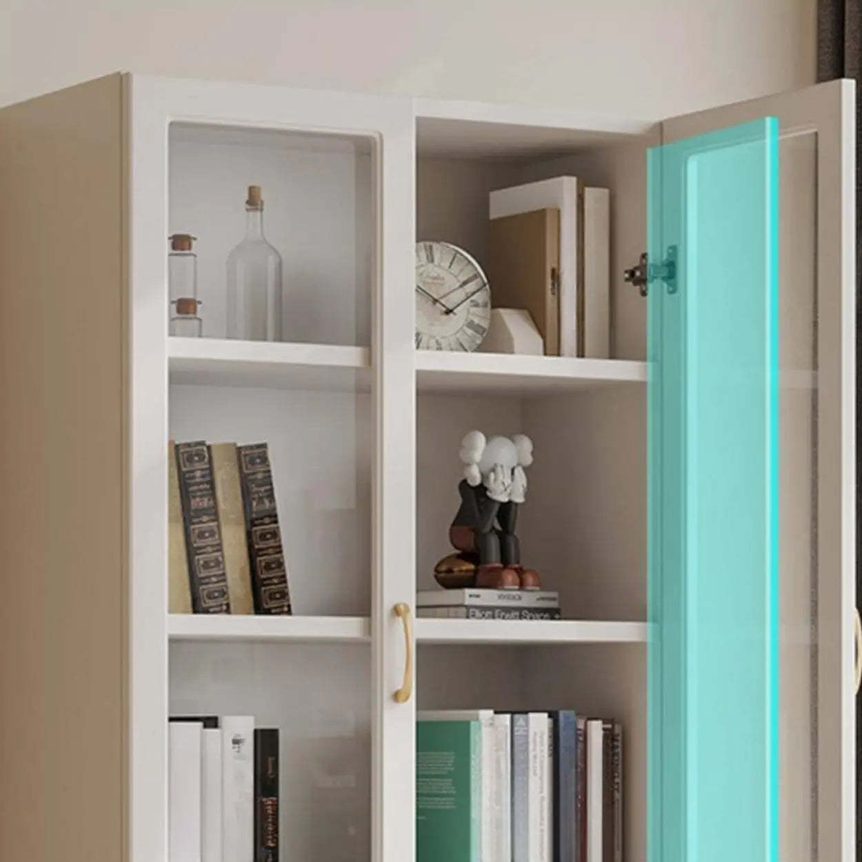 White Tall Freestanding Glass Display Cabinet — 2