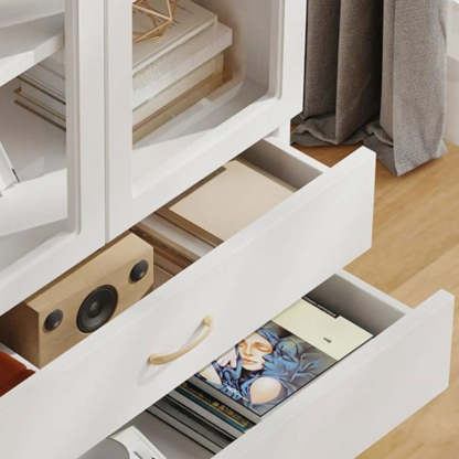 White Tall Freestanding Glass Display Cabinet