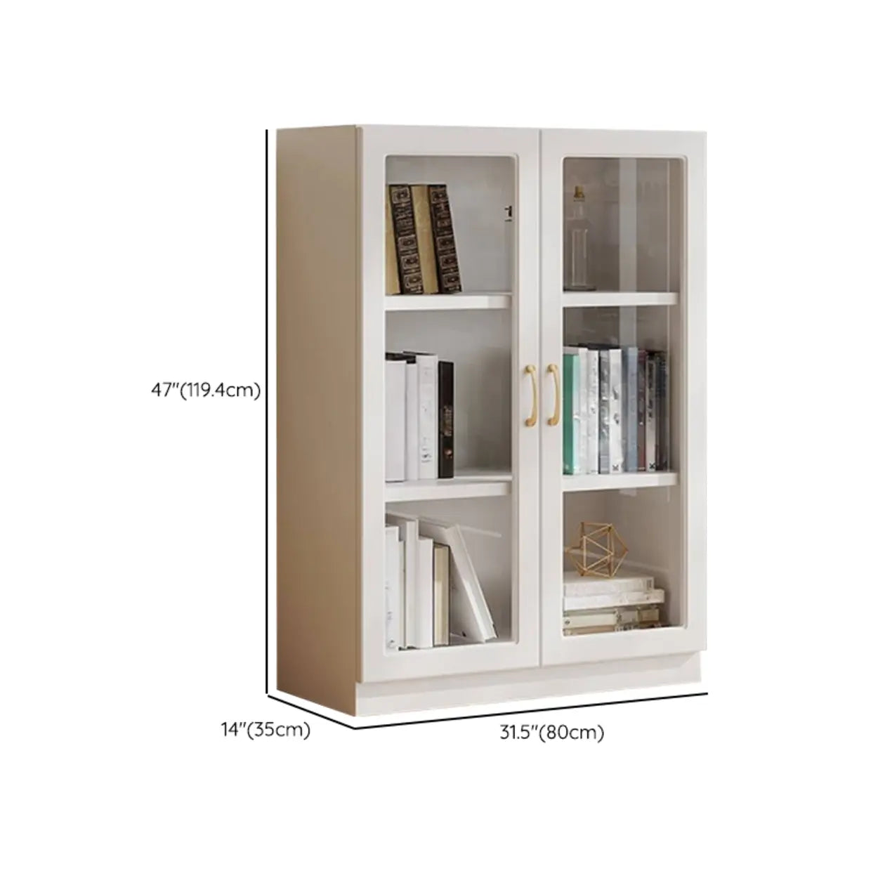 White Tall Freestanding Glass Display Cabinet