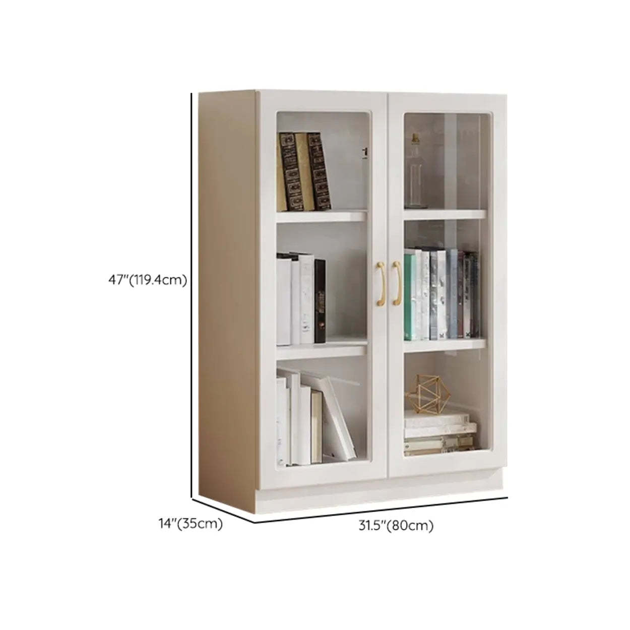 White Tall Freestanding Glass Display Cabinet