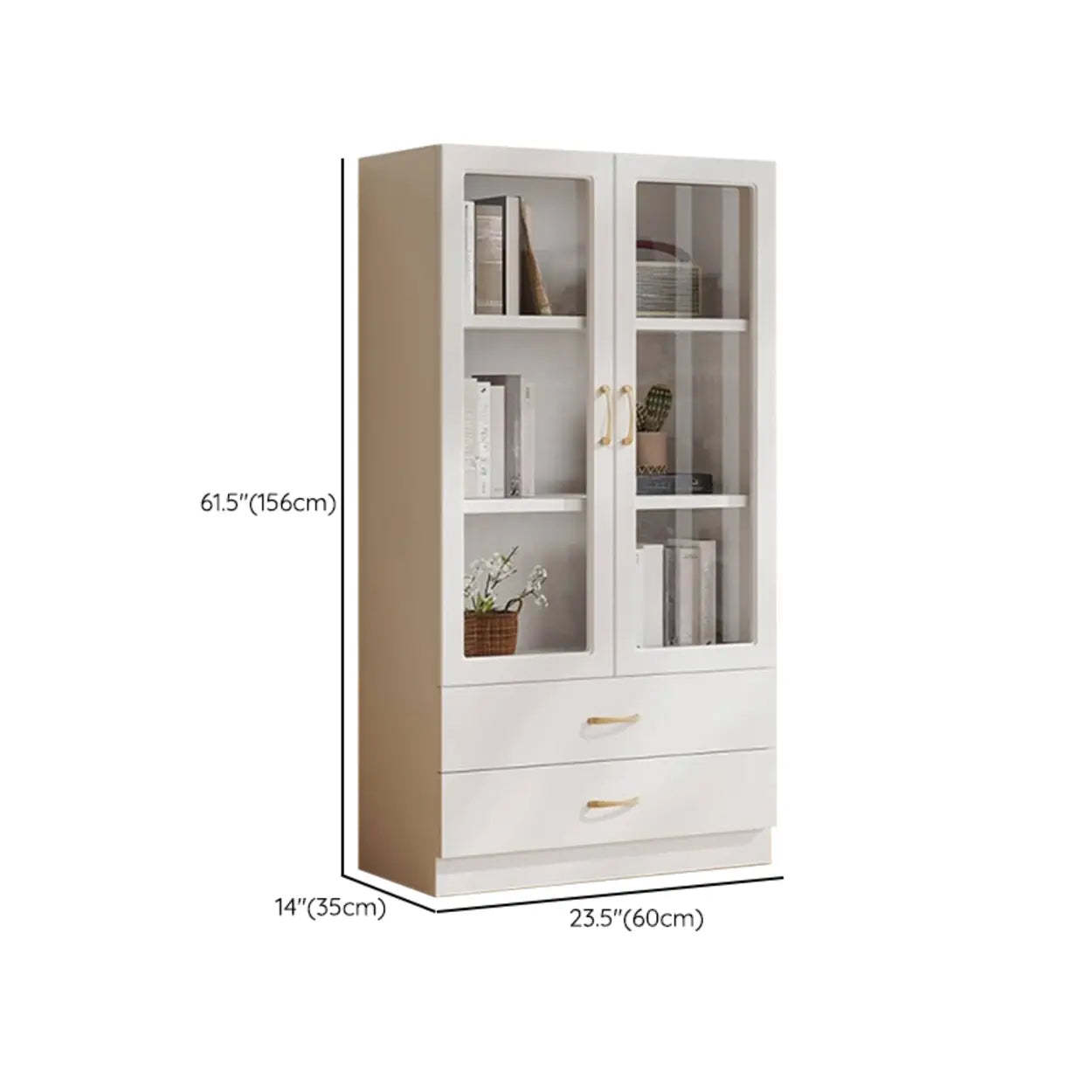 White Tall Freestanding Glass Display Cabinet
