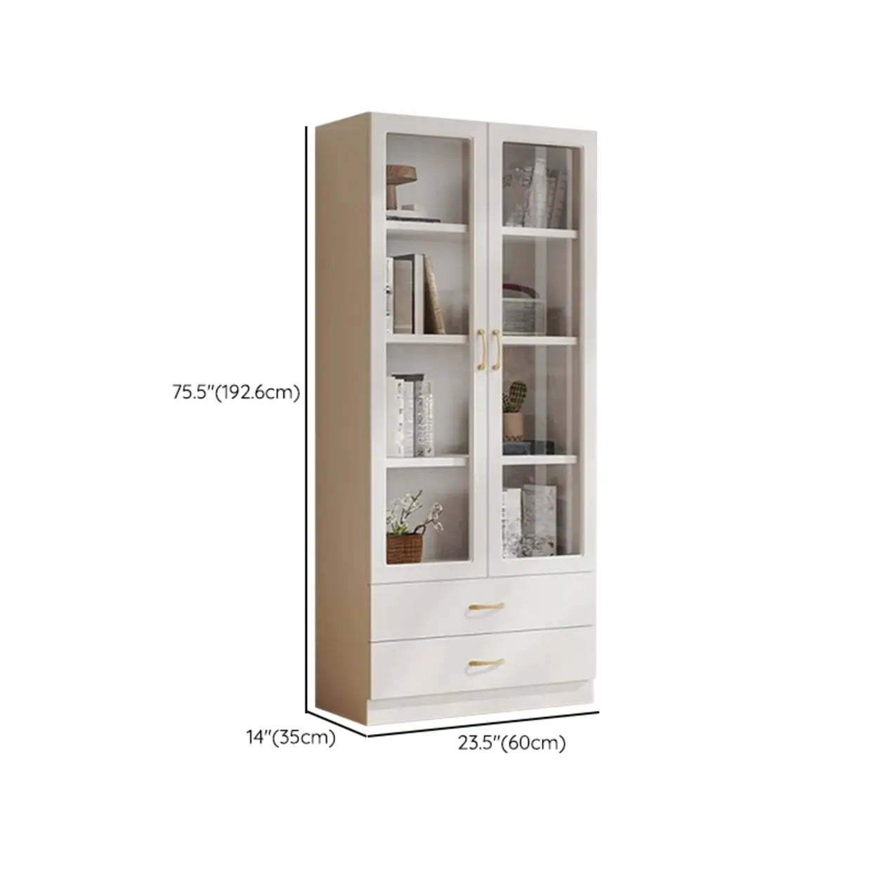 White Tall Freestanding Glass Display Cabinet