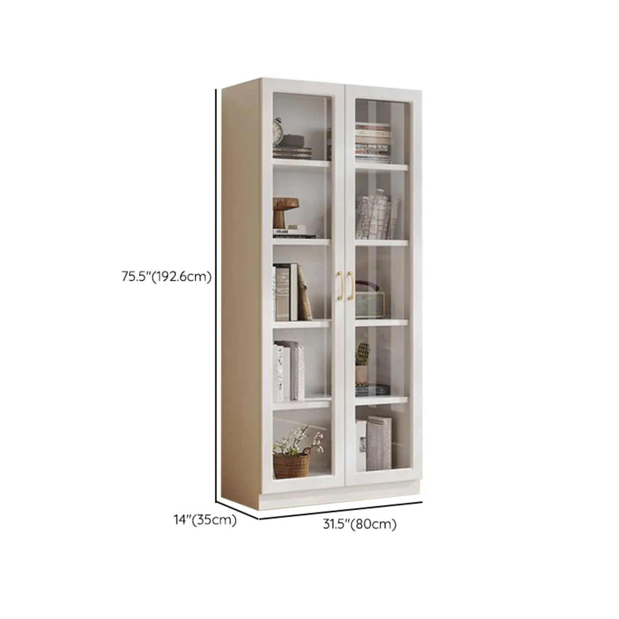 White Tall Freestanding Glass Display Cabinet