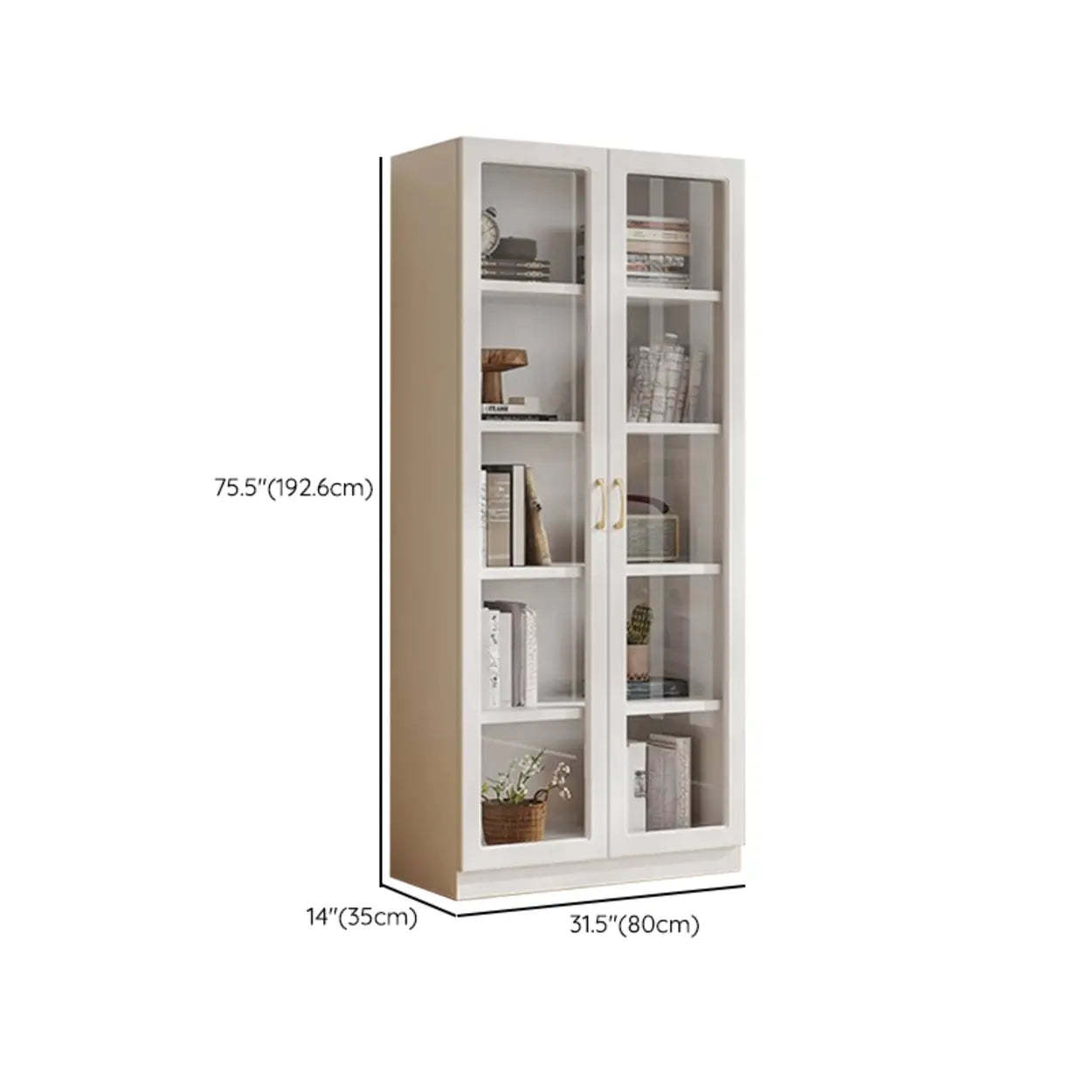 White Tall Freestanding Glass Display Cabinet