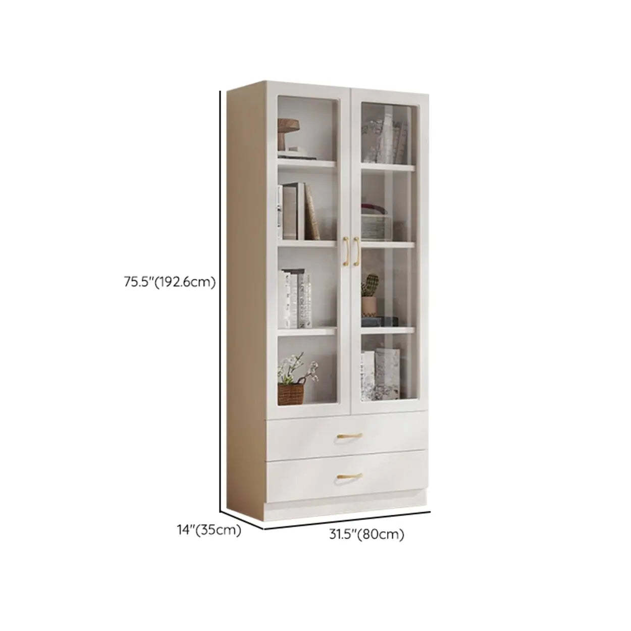 White Tall Freestanding Glass Display Cabinet