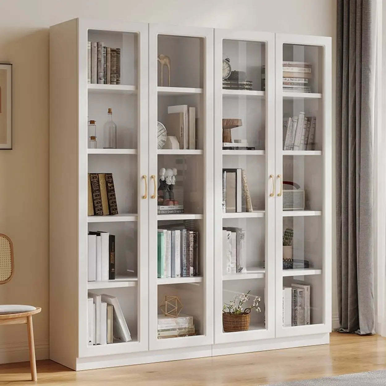 White Tall Freestanding Glass Display Cabinet — 2