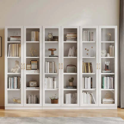 White Tall Freestanding Glass Display Cabinet — 2