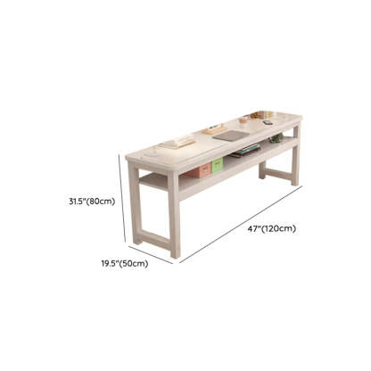 White Timber Rectangular Writing Desk with Storage