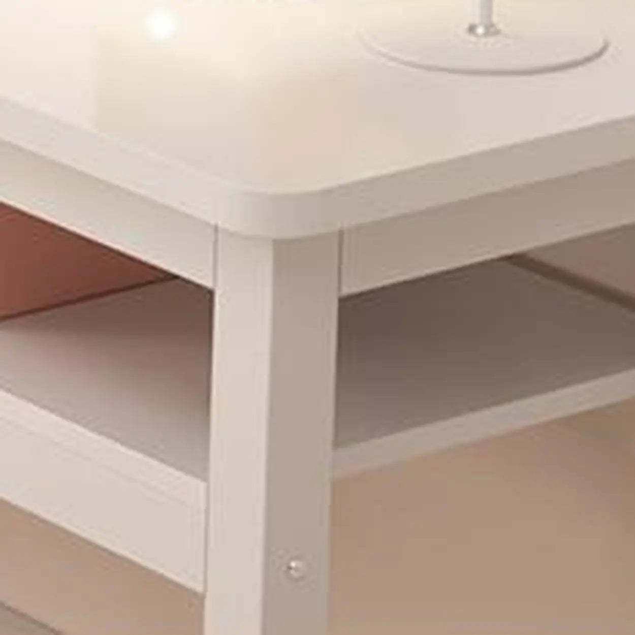 White Timber Rectangular Writing Desk with Storage — Single Layer / Table Only