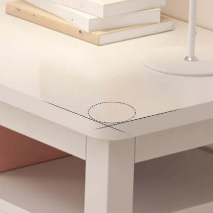 White Timber Rectangular Writing Desk with Storage — Single Layer / Table Only