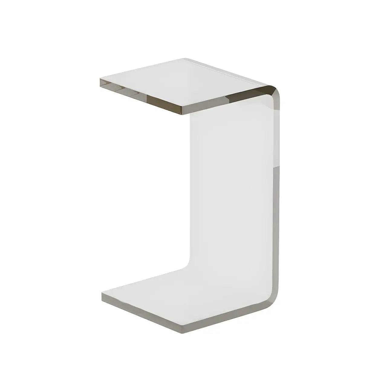 Acrylic C-Shaped Square Side Table — White / 2