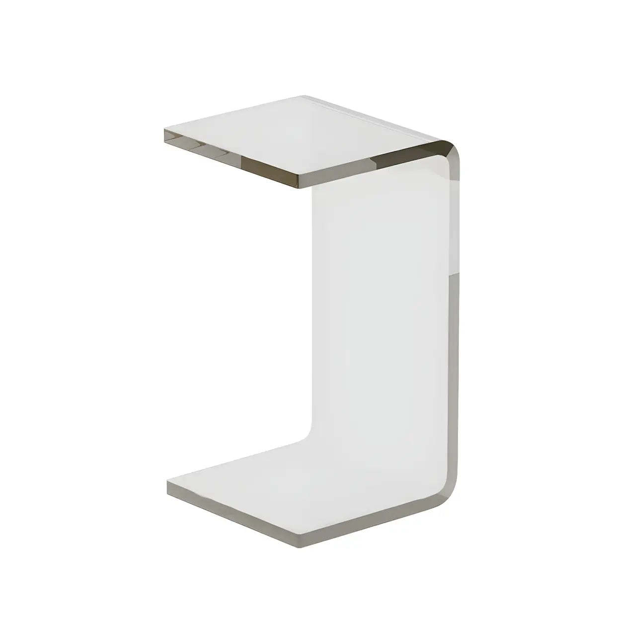 Acrylic C-Shaped Square Side Table — White / 2