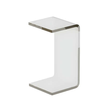 Acrylic C-Shaped Square Side Table — White / 2