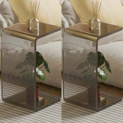 Acrylic C-Shaped Square Side Table — Clear-Grey / 1