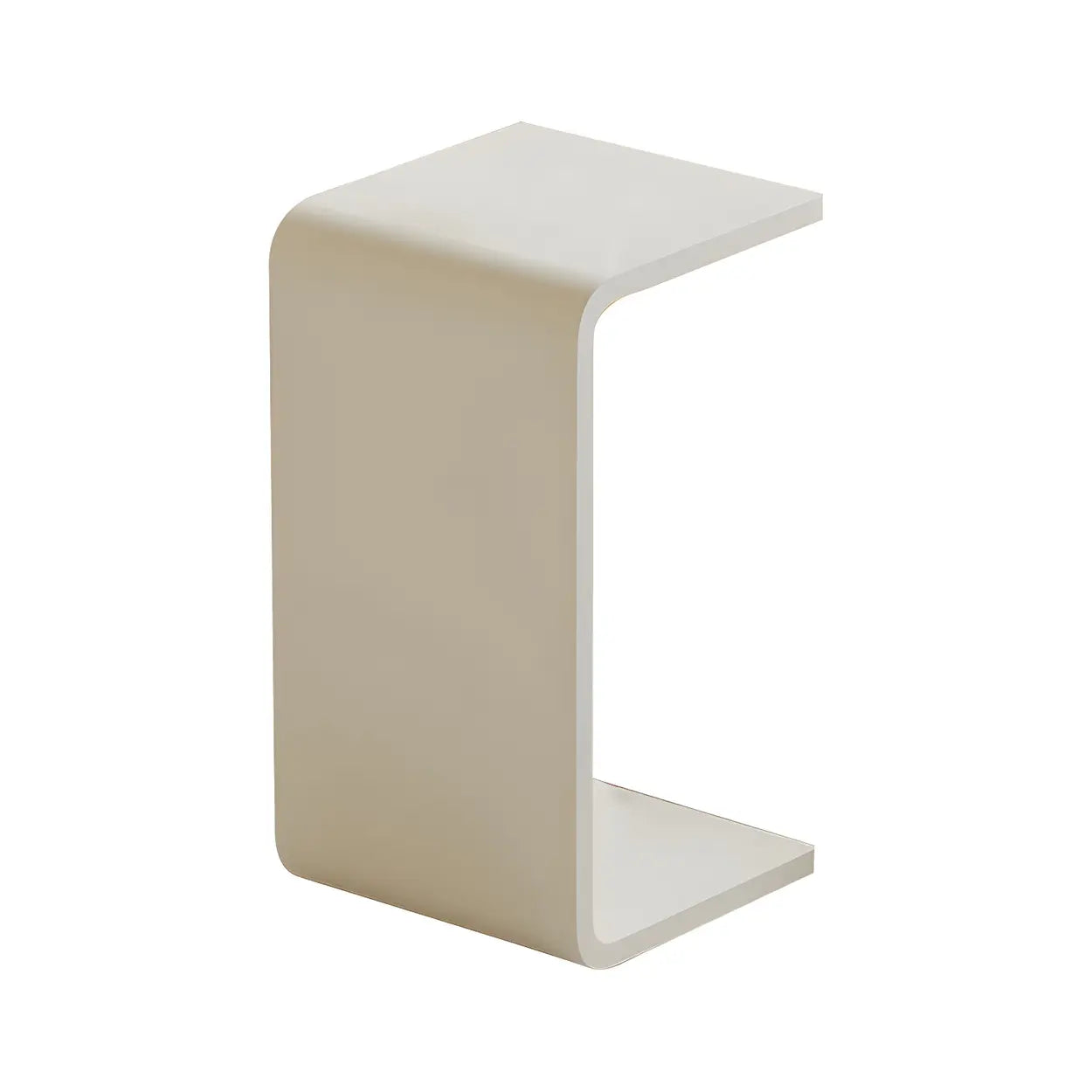 Acrylic C-Shaped Square Side Table — White / 1