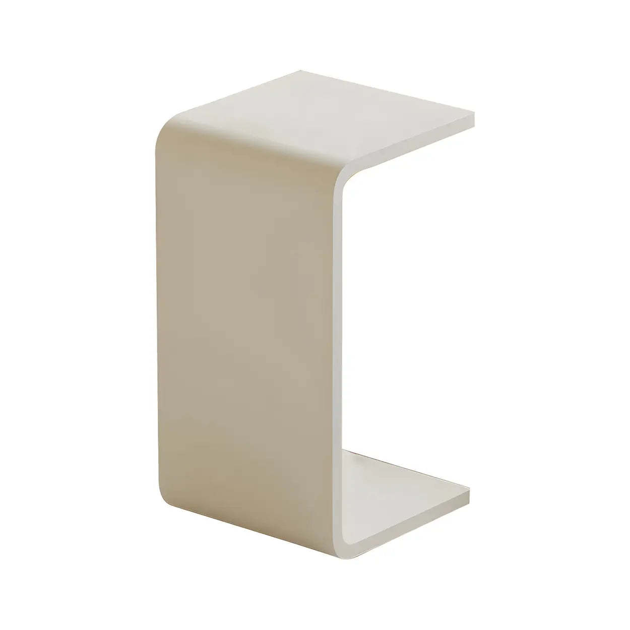 Acrylic C-Shaped Square Side Table — White / 1