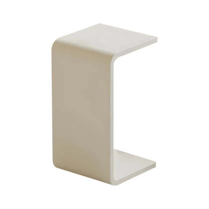 Acrylic C-Shaped Square Side Table — White / 1