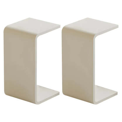 Acrylic C-Shaped Square Side Table — White / 1