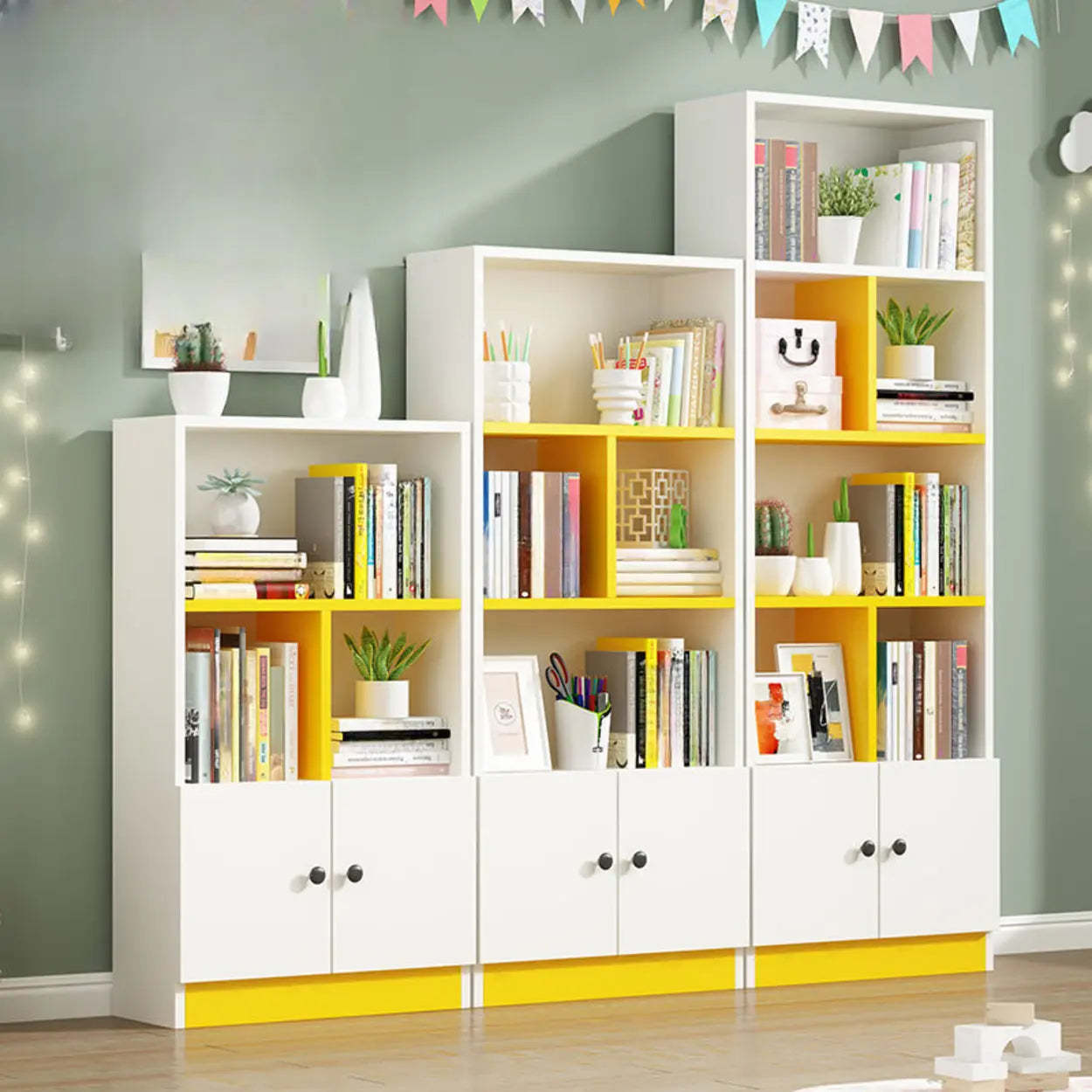 White Vertical Modern Rectangular Bookcase — White
