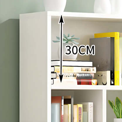White Vertical Modern Rectangular Bookcase — White/ Yellow